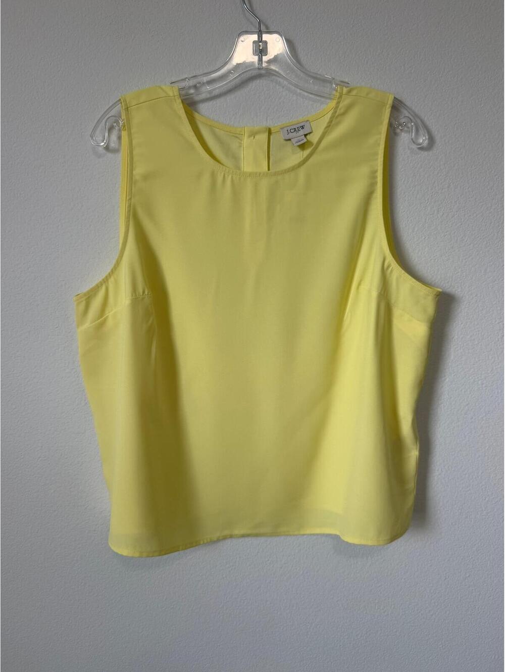 J. Crew NWT Sleeveless Round Neck Yellow Button Back Tank Top Women's Size L